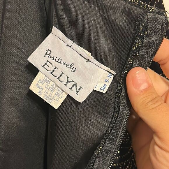 NWT Vintage Positively Ellyn Black Velvet Gold Rhinestones Evening Party Dress S - Picture 7 of 9